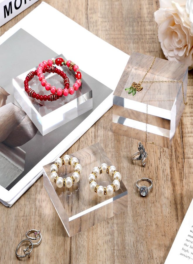 Zelphvt 8 Packs Acrylic Square Display Block 3.15 x 3.15 inches Clear Polished Acrylic Square Display Cube, Solid Display Risers Stands Jewelry Display Pedestal Stand for Jewelry Ornaments Collection(3 Size) - Image 5